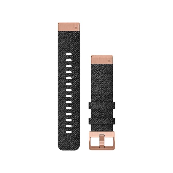 Garmin QuickFit Nylonrem i Sort & Rose Gold 20 mm