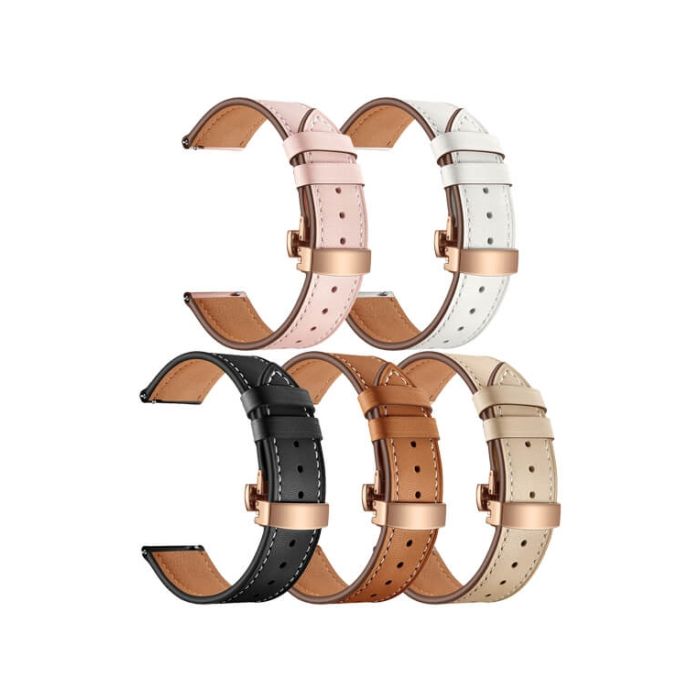 Urrem til Garmin Quick Release Læderrem 20 mm. med rose gold spænde