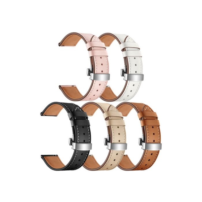 Urrem til Garmin Quick Release Læderrem 20 mm. med sølvspænde