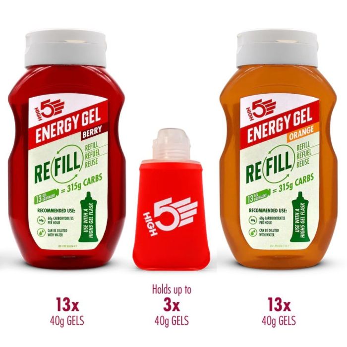 High5 Energy Gel Refill Bundle - 2 x 550g og 150ml Gel Flask