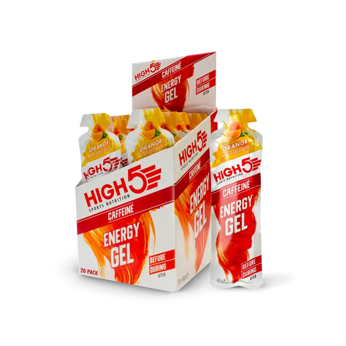 High5 Energy Gel Plus med Koffein - 20 stk. - Appelsin