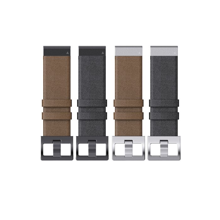 Essentials Læderrem med rustfrit stålspænde til Garmin 22 mm. QuickFit