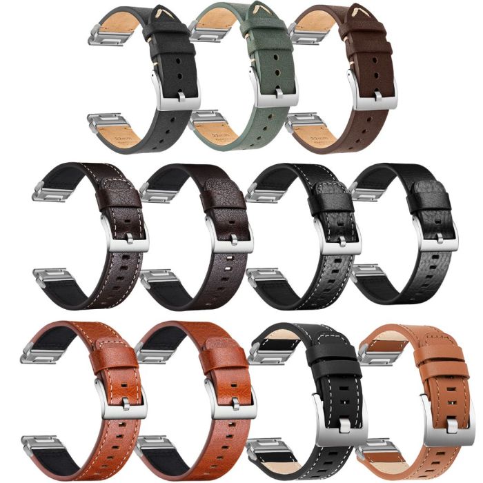 Essentials Læderrem med sølvfarvet spænde til Garmin 26 mm. QuickFit