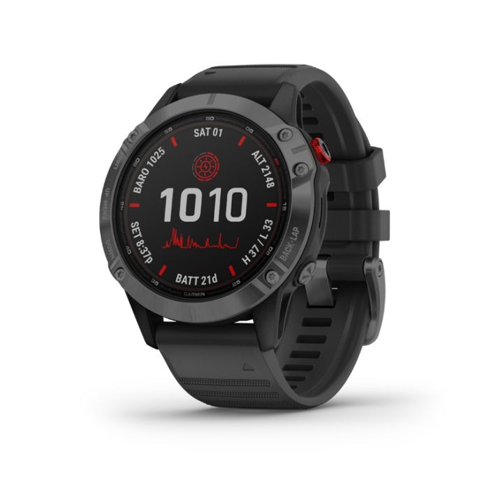 Garmin Fenix 6 Pro Solar Grå med sort rem