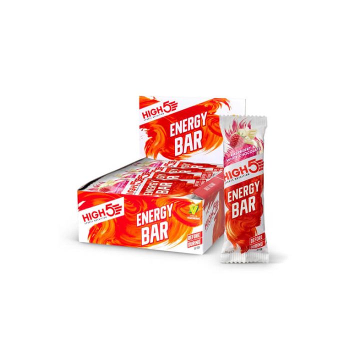 High5 Energibar - 12 stk. - Hindbær/hvid chokolade
