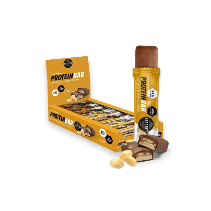 Nordthy Proteinbar Peanut & Karamel 45 gram - 1 kasse med 24 stk.