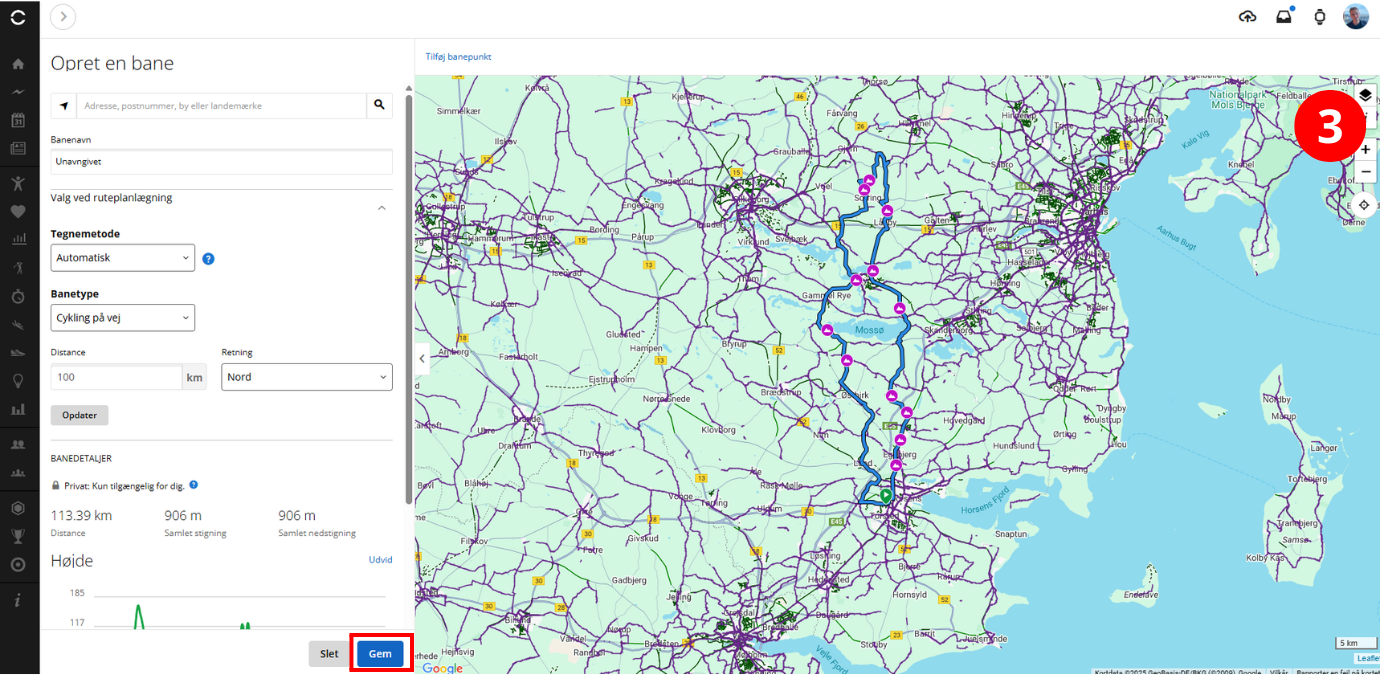 S&aring;dan laver du en rute p&aring; din Garmin cykelcomputer via Garmin Connect