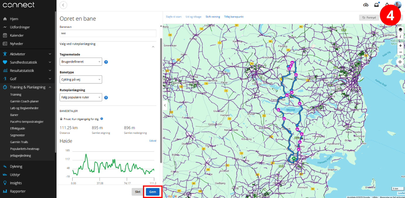 S&aring;dan overf&oslash;rer du en rute til din Garmin cykelcomputer via GPX-filer