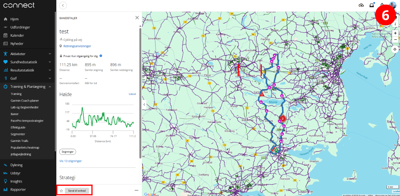 S&aring;dan overf&oslash;rer du en rute til din Garmin cykelcomputer via GPX-filer