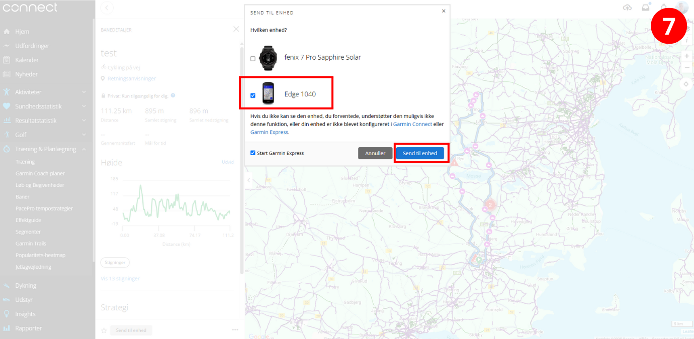 S&aring;dan overf&oslash;rer du en rute til din Garmin cykelcomputer via GPX-filer