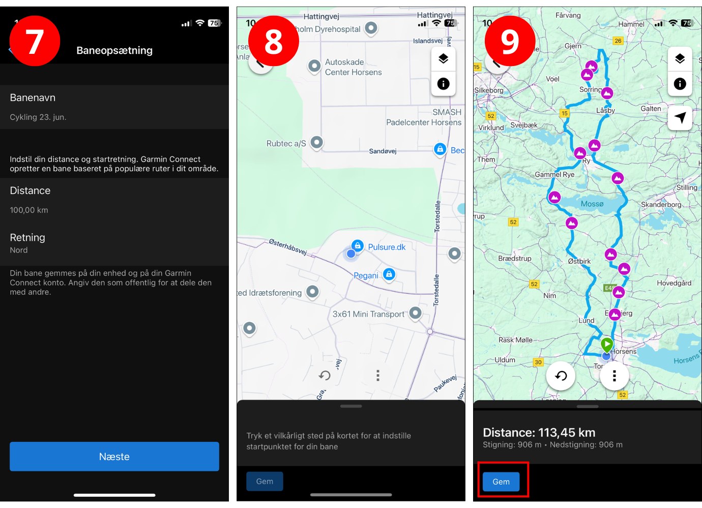 S&aring;dan laver du en rute p&aring; din Garmin cykelcomputer via Garmin Connect
